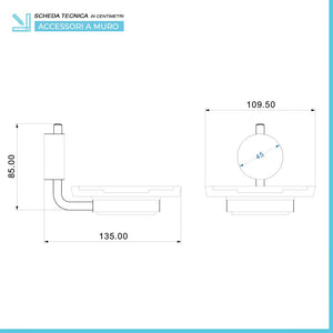 Set accessori a muro 3 pezzi in acciaio cromato e viti incluse Plaza 