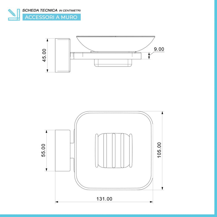 Set accessori a muro 3 pezzi in acciaio cromato e viti incluse Velvet 