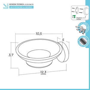 Set accessori a muro 3 pezzi in acciaio inox satinato e viti incluse Galassia 