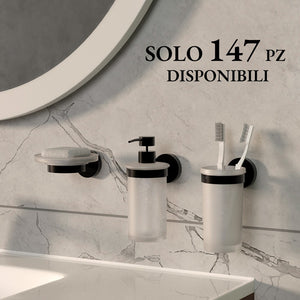 Set accessori a muro 3 pezzi in acciaio nero opaco e viti incluse Chic Black 