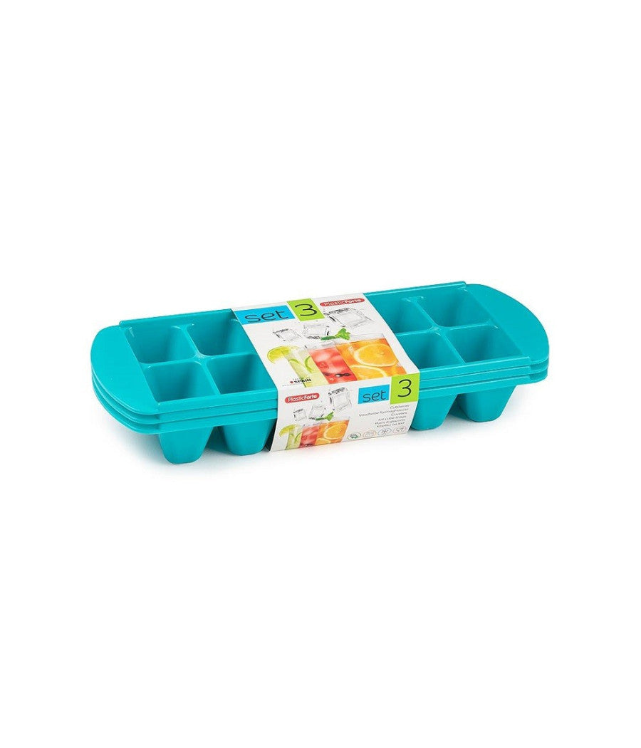 Set 3 Pz Vaschette Formaghiaccio Forme Cubetti Ghiaccio Plastica Colorate 12811         