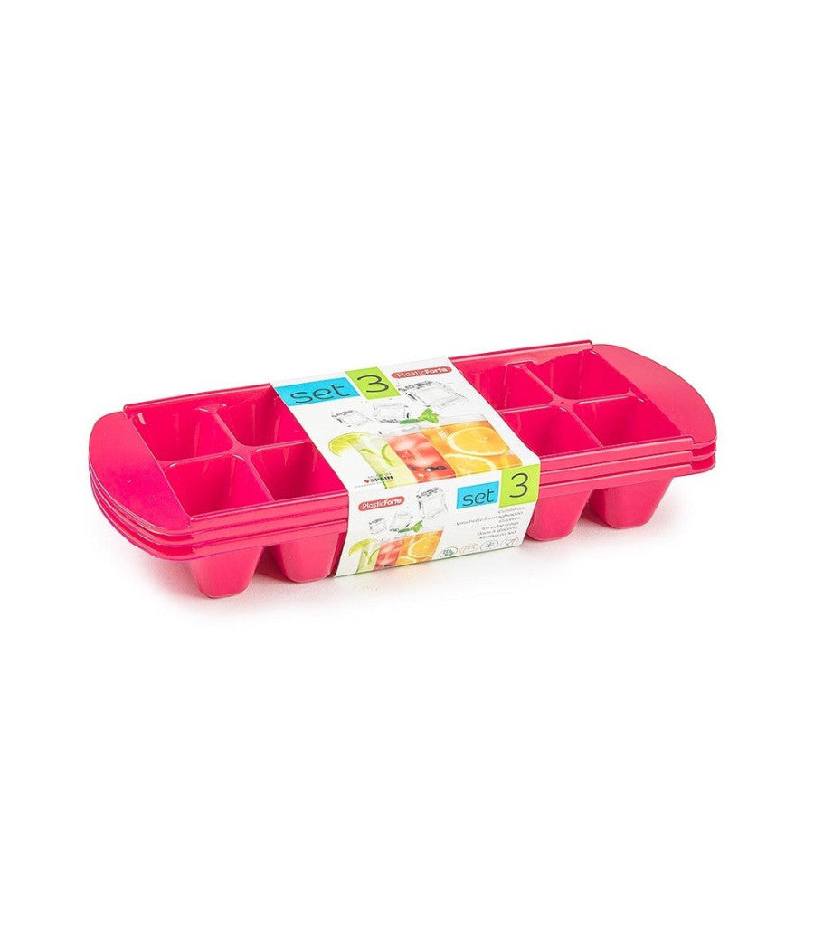 Set 3 Pz Vaschette Formaghiaccio Forme Cubetti Ghiaccio Plastica Colorate 12811         