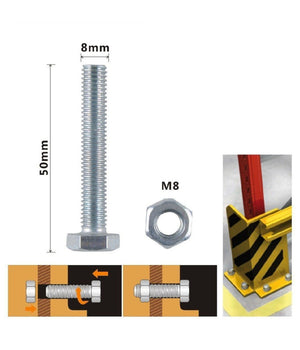 Set 3 Pz Vite Viti Per Esterno A Testa Esagonali 8x50 Mm Con Dadi Dado M8 90922         