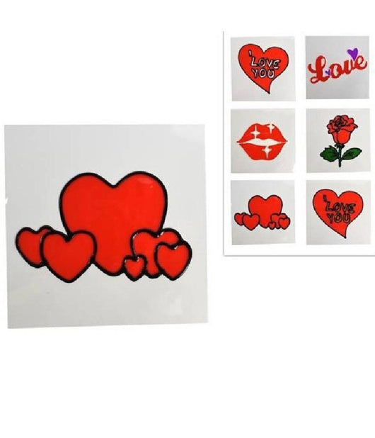 Set 3 Vetrofania Adesivi Sticker 15cm San Valentino Amore Vari Modelli Assortiti         