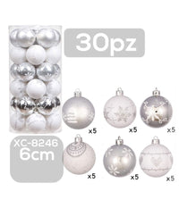 Set 30 Palline Natalizie Decorazioni 6 Cm Addobbi Per Albero Di Natale Xc-8246         