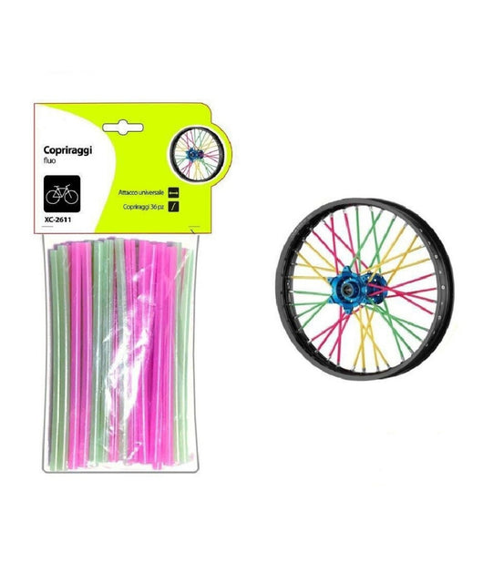 Set 36 Pezzi Copriraggi Copri Raggi Fluo Per Ruota Ruote Bici Bicicletta Xc-2611         