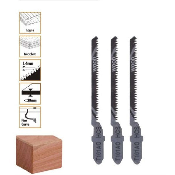 Trade Shop - Set 3pz Lame Per Seghetto Alternativo T101ao Hcs Lama Ricambio Per Legno 90186         