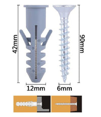 Set 3pz Viti Vite Croce 6x90 Mm + Tasselli Con Alette Tassello M12 Fischer 57576         