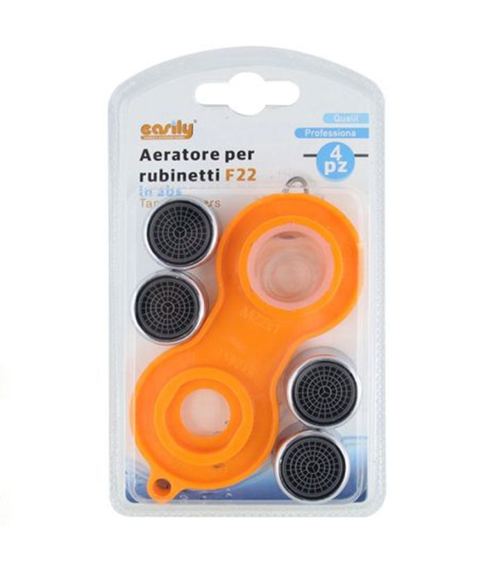 Set 4 Pezzi Aeratore Per Rubinetti F22 In Abs Filtro Rompigetto Con Chiave 59034         