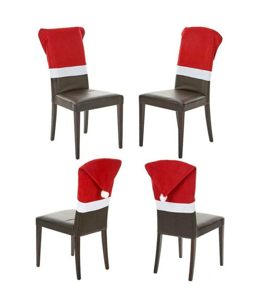 Set 4 Pezzi Copri Sedia Coprisedia Decorazioni Per Sedie Natalizie 70x52cm Rosso         