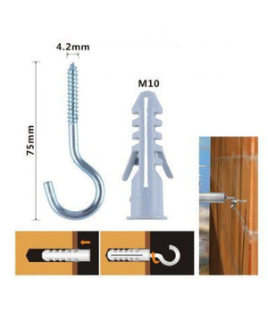 Set 4 Pezzi Viti Vite A Gancio 4.2x75mm + Tasselli Con Alette Tassello M10 90740         