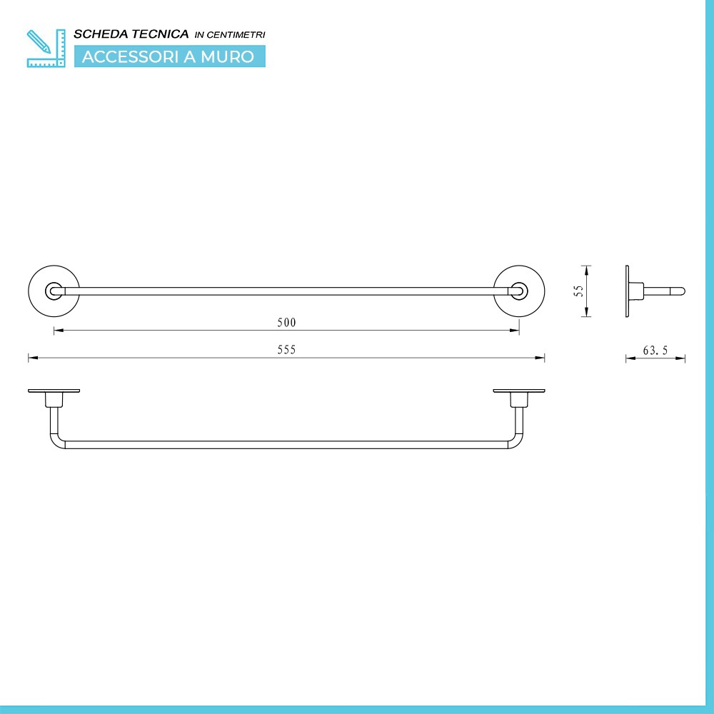 Set accessori a muro 5 pezzi in acciaio cromato e viti incluse Idea 