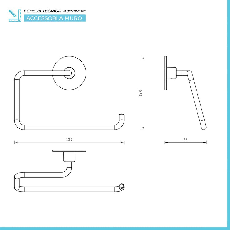 Set accessori a muro 5 pezzi in acciaio cromato e viti incluse Idea 