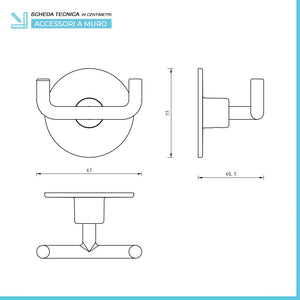 Set accessori a muro 5 pezzi in acciaio cromato e viti incluse Idea 