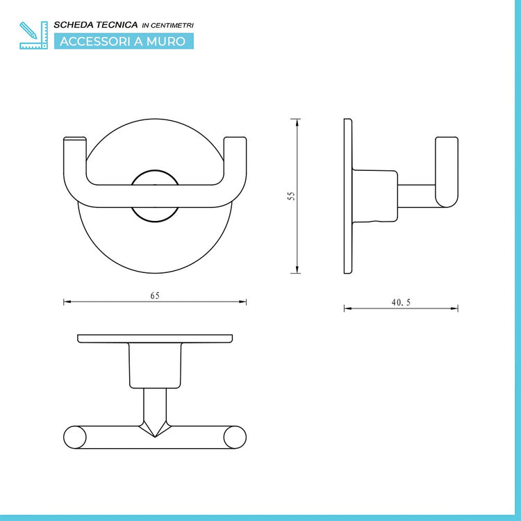 Set accessori a muro 5 pezzi in acciaio cromato e viti incluse Idea 