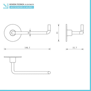 Set accessori a muro 5 pezzi in acciaio cromato e viti incluse Idea 