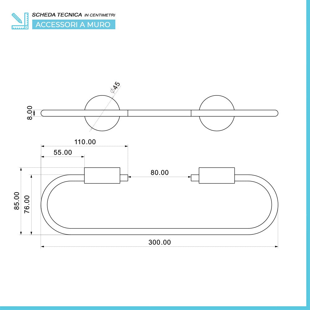 Set accessori a muro 5 pezzi in acciaio cromato e viti incluse Plaza 