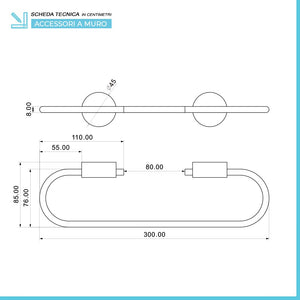 Set accessori a muro 5 pezzi in acciaio cromato e viti incluse Plaza 