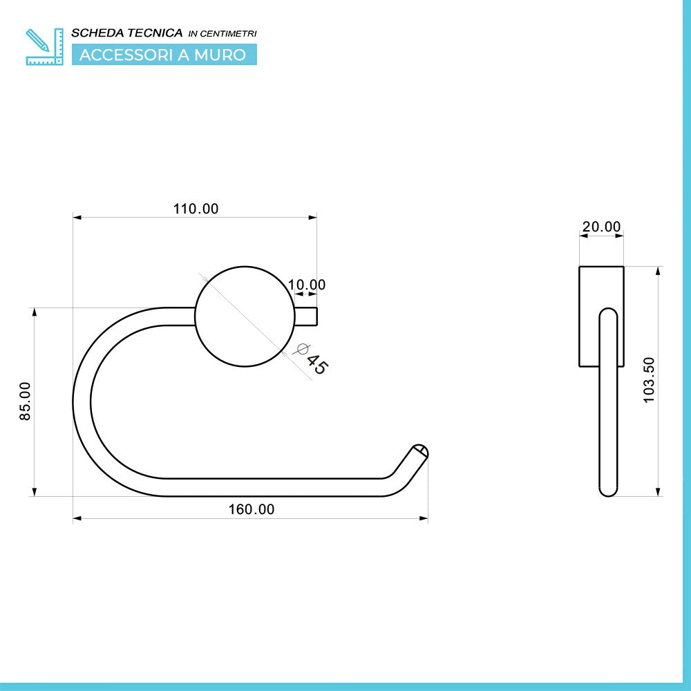 Set accessori a muro 5 pezzi in acciaio cromato e viti incluse Plaza 