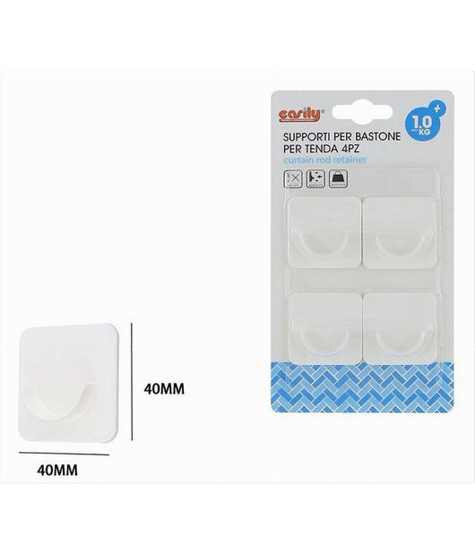 Set 4 Pz Supporti Adesivi Per Bastone Per Tenda Bagno Aste Doccia Bianco 87358         