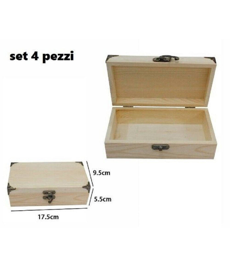 Set 4 Scatole Box Astuccio In Legno Decoupage Portagioie Cofanetto 53372a         