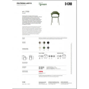 SET 4 SEDIE LADY B GO GREEN TECNOPOLIMERO MADE IN ITALY SCAB DESIGN - Tortora 15