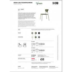 SET 4 SEDIE LISA TECNOPOLIMERO GO GREEN SCABDESIGN MADE IN ITALY - Tortora 15