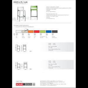 SET 4 SGABELLI DIVO TECNOPOLIMERO HT 75CM MADE IN ITALY SCAB DESIGN - Tortora 15