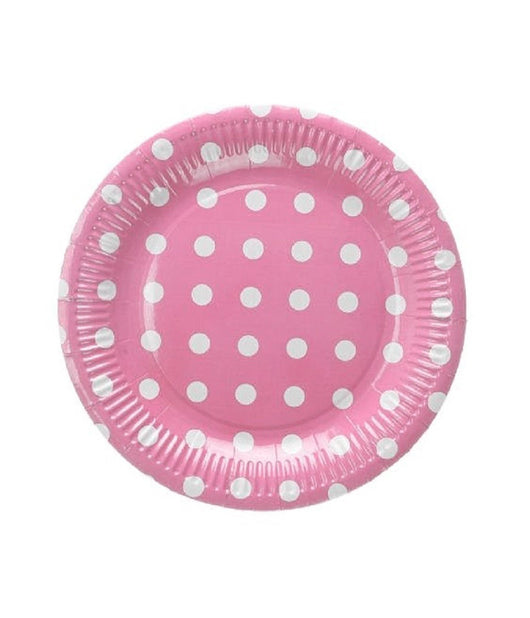 Set 48 Pezzi Piatti Carta 23 Cm Rosa Pois Matrimonio Nascita Battesimo Feste         