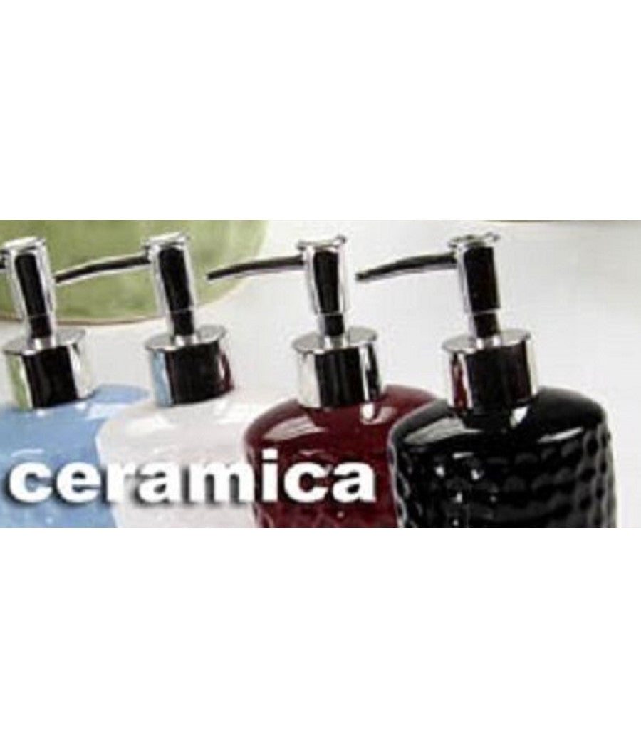 Set 4pz Accessori Bagno Dosatore Porta Sapone Spazzolino In Ceramica Pois 616280         