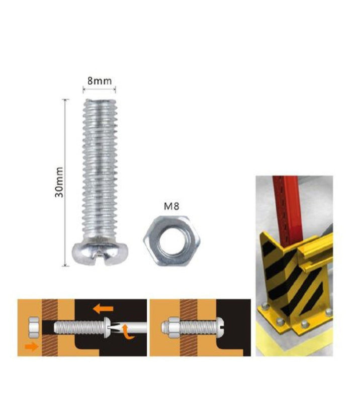 Set 4pz Viti Vite Testa A Croce Tonda 8 X 30mm Con Dadi Dado Esagonale M8 90985         