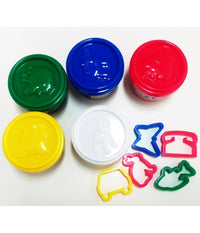 Set 5 Barattoli Di Pasta Plastilina 5 Formine Plastichina Modellante Portatile         