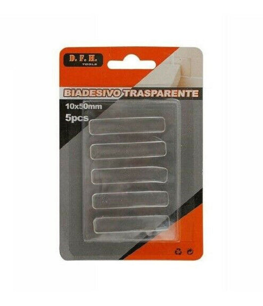 Set 5 Pezzi Strisce Gommini Biadesivo Trasparente Protezione Casa 10x50 Mm 66100         