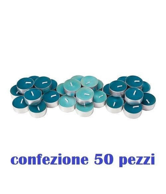 Set 50 Pezzi Candele Blu Profumate Fragranza Oceano Tealight Lumini         