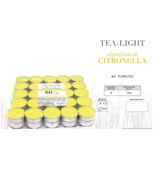 Set 50pz Candele Profumate Anti Zanzare Tealight Al Profumo Di Citronella Lumini         