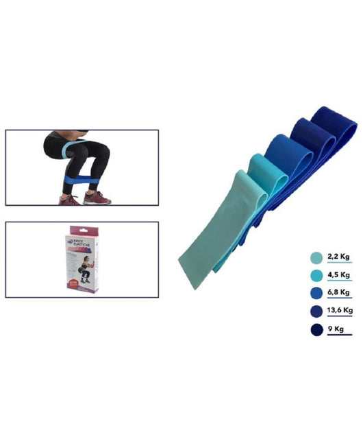 Set 5pz Fasce Elastiche Resistenza Fitness In Lattice Vari Esercizi Yoga Palestra         