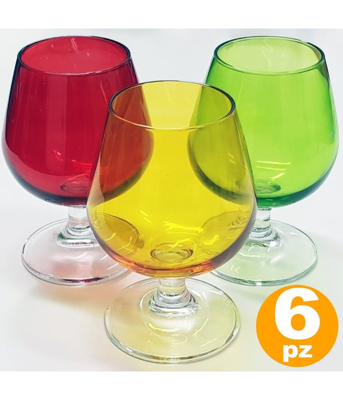 Set 6 Bicchieri Globo Sweet Colorati Vetro Bevanda Liquore Distillati Cicchetti         