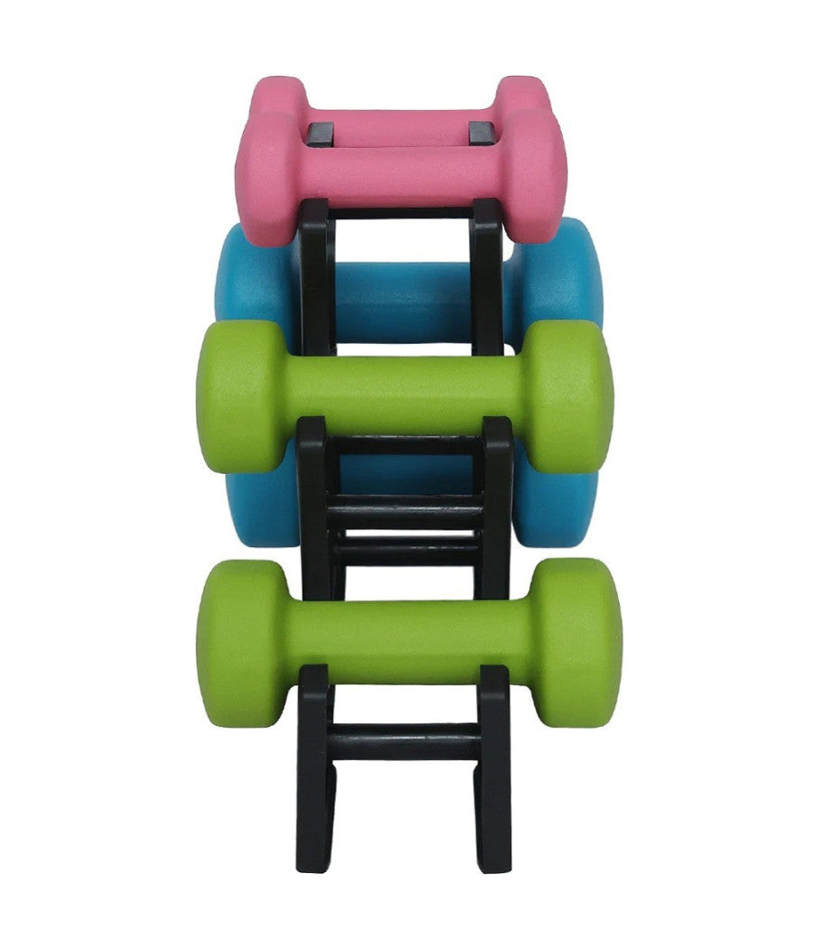 Set 6 Manubri Palestra Con Stand Appoggio 2x1kg +2x2kg +2x3kg Pesi Sport Fitness         