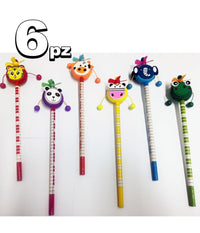 Set 6 Matite Matita Animali Cartoon Scuola Gadget Bomboniere Compleanno Regalini         