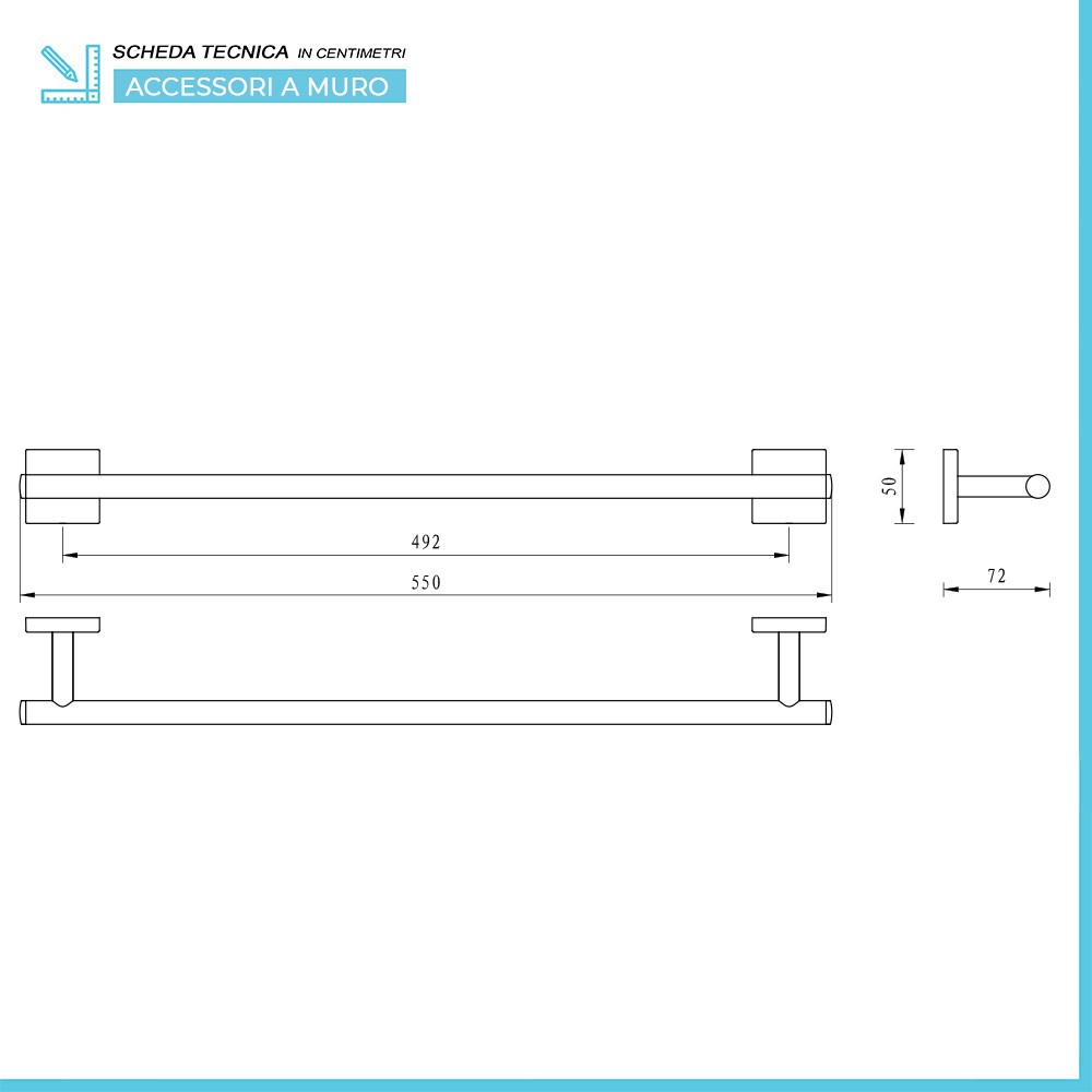 Set accessori a muro 6 pezzi in acciaio cromato e viti incluse Easy 