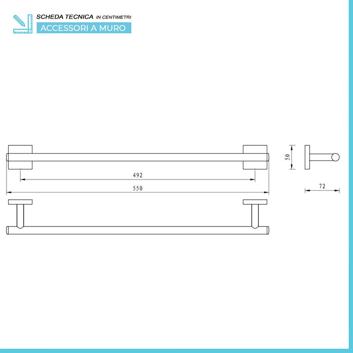 Set accessori a muro 6 pezzi in acciaio cromato e viti incluse Easy 