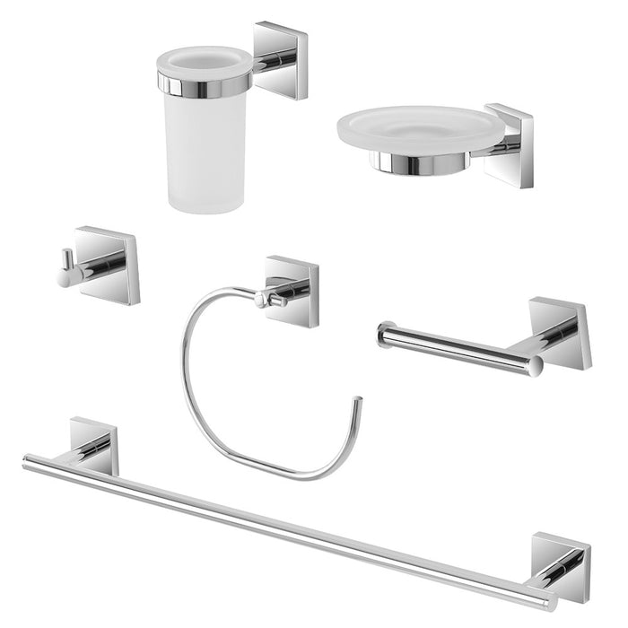 Set accessori a muro 6 pezzi in acciaio cromato e viti incluse Easy 