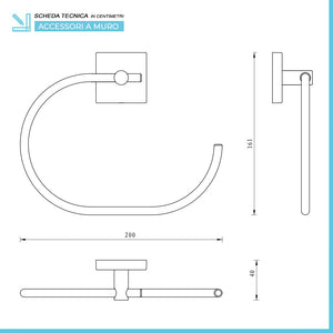 Set accessori a muro 6 pezzi in acciaio cromato e viti incluse Easy 