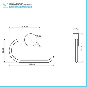 Set accessori a muro 6 pezzi in acciaio cromato e viti incluse Plaza 