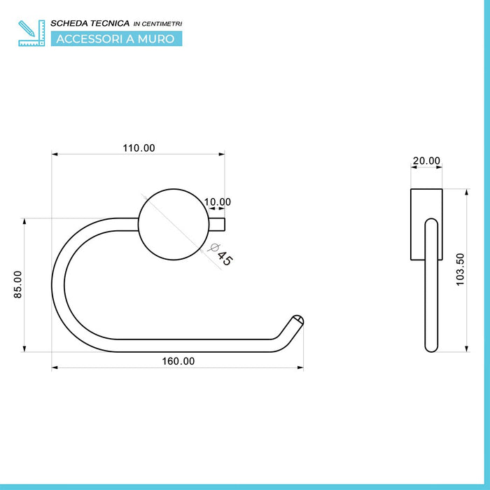 Set accessori a muro 6 pezzi in acciaio cromato e viti incluse Plaza 