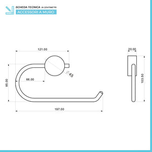 Set accessori a muro 6 pezzi in acciaio cromato e viti incluse Plaza 