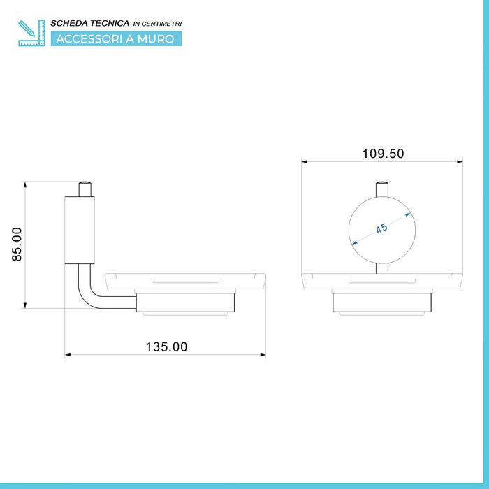 Set accessori a muro 6 pezzi in acciaio cromato e viti incluse Plaza 