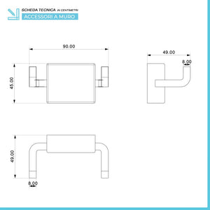 Set accessori a muro 6 pezzi in acciaio cromato e viti incluse Velvet 