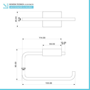 Set accessori a muro 6 pezzi in acciaio cromato e viti incluse Velvet 