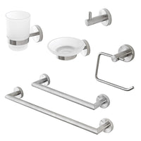 Set accessori a muro 6 pezzi in acciaio inox satinato e viti incluse Galassia 